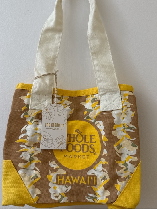 Handbags - Whole Foods Hawaii mini Tote Bag - Yellow & Tan Floral